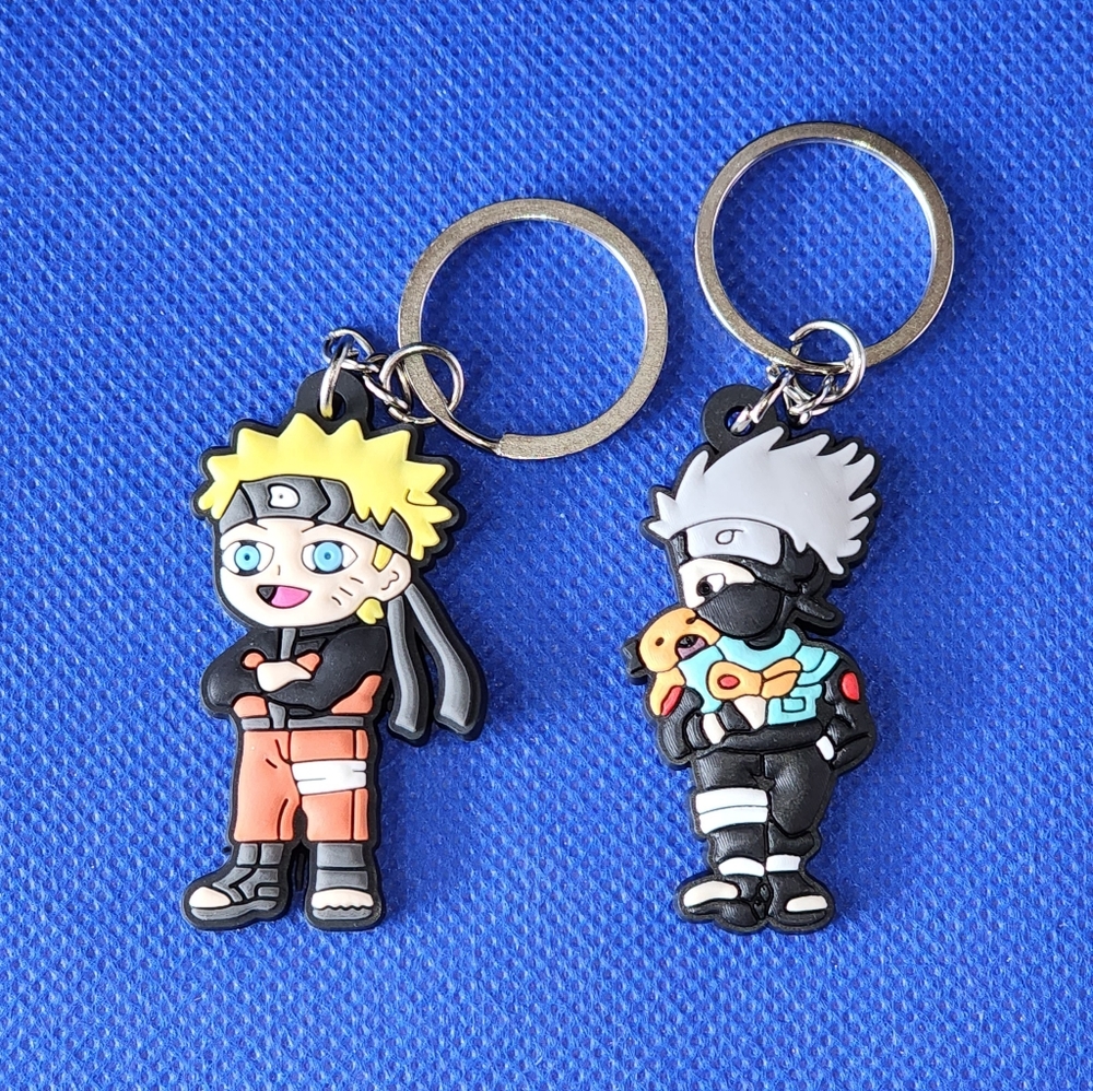 Set of 2 Naruto & Kakashi Rubber Keychains, Anime